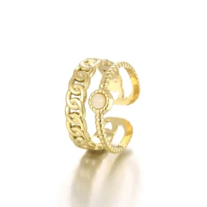 Tweelaags schakelring goud/wit